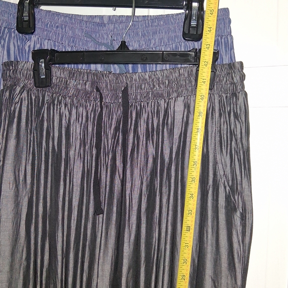 Elegant Blue And Grey Silky Women's Pant Set - Picture 6 of 6